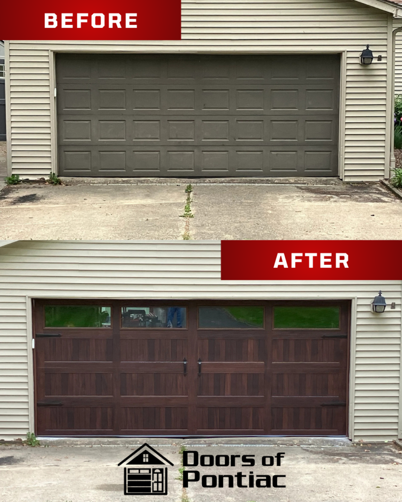 Before and After - Residential Garage Door Installation in Michigan.