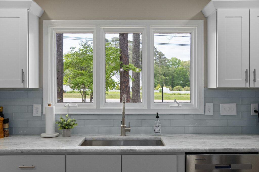 Casement windows in a clean kitchen.